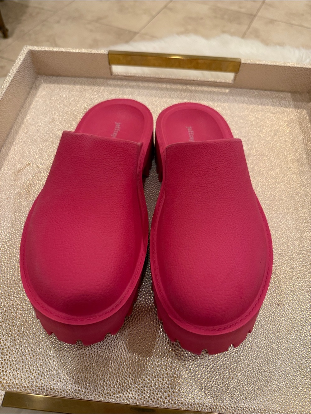 Jeffrey Campbell Bright Pink Platform Clog Mules size 10 - Picture 3 of 5